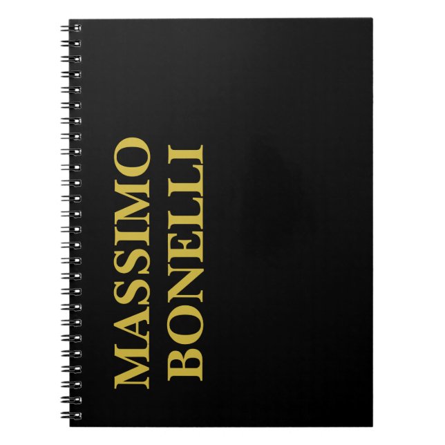 Cuaderno Black Gold Modern Minimalist Elegant Your Name (Frente)