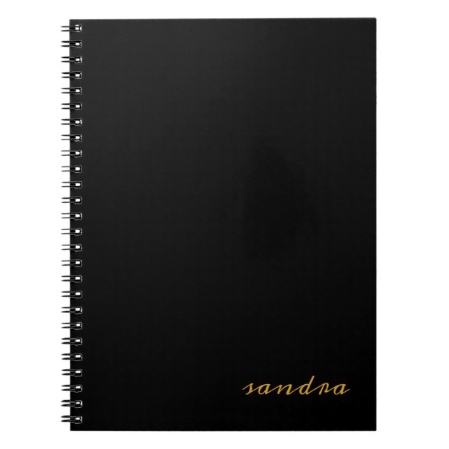 Cuaderno Black Gold Modern Moda Script Girly Monograma Nomb (Frente)