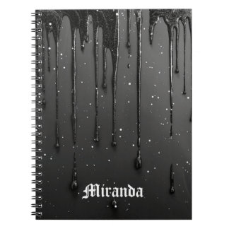 Cuaderno Black Gothic Drip Liquid Glitter Paint Dark