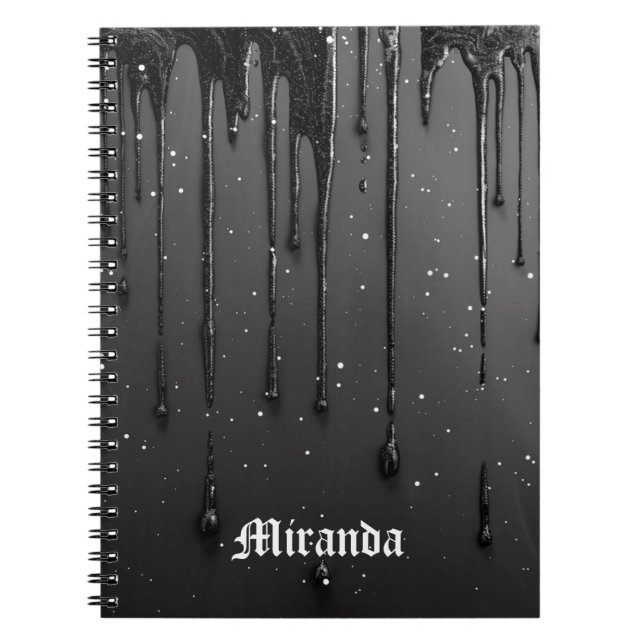 Cuaderno Black Gothic Drip Liquid Glitter Paint Dark (Frente)