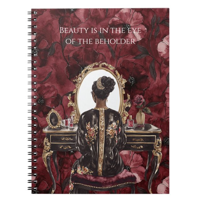 Cuaderno Black Hair Boudoir Burgundy Floral (Frente)
