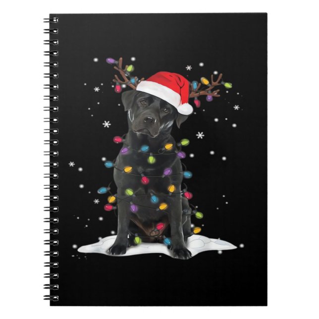Cuaderno Black Labrador Xmas Dog Christmas Tree Light Class (Frente)