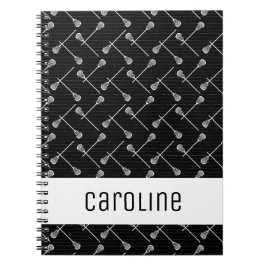 Cuaderno Black Lacrosse White Sticks Patterned