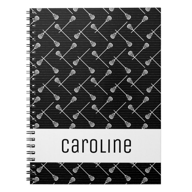 Cuaderno Black Lacrosse White Sticks Patterned (Frente)