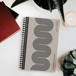 Cuaderno Black Lombard Wavy Lines Modern Custom Notebook