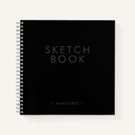 Cuaderno Black Modern Minimalista Personalizado Sketchbook