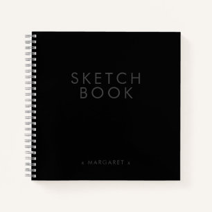 Cuaderno Black Modern Minimalista Personalizado Sketchbook