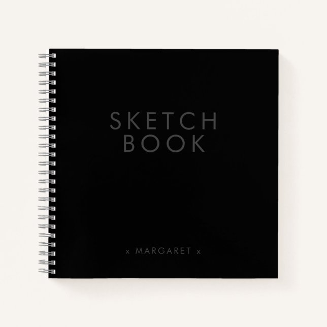 Cuaderno Black Modern Minimalista Personalizado Sketchbook (Anverso)