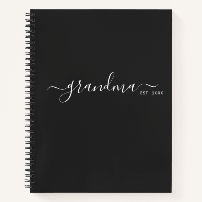 Cuaderno Black Modern Script Established Grandma (Anverso)