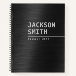Cuaderno Black Modern Simple Personalized Name Profesional