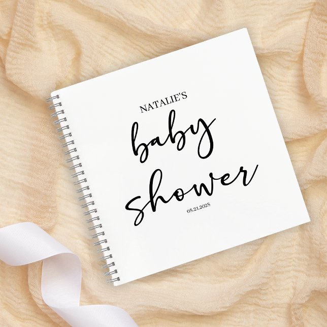 Cuaderno Black Modern Simple Script Baby Shower (Subido por el creador)