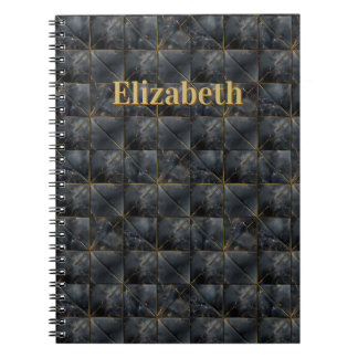 Cuaderno Black Onyx Tiled Pattern Name Monogram