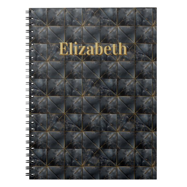 Cuaderno Black Onyx Tiled Pattern Name Monogram (Frente)