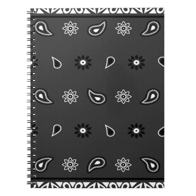 Cuaderno Black Paisley Bandana Birthday Hip Hop Rap Scarf (Frente)
