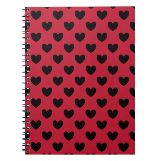 Cuaderno Black polka hearts on red (Frente)