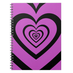 Cuaderno Black Purple Hypnotic Heart Love Pattern