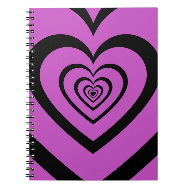 Cuaderno Black Purple Hypnotic Heart Love Pattern (Frente)