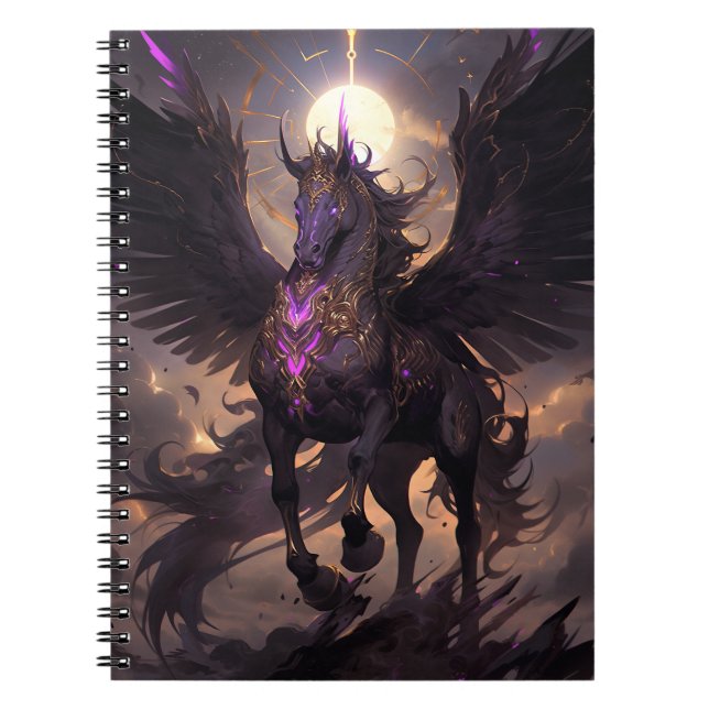 Cuaderno Black Purple Unicorn Fantasy Art (Frente)
