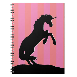 Cuaderno Black Rearing Unicorn (pink striped)