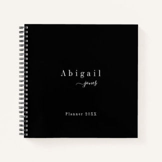 Cuaderno Black Simple Script Modern Luxury Professional