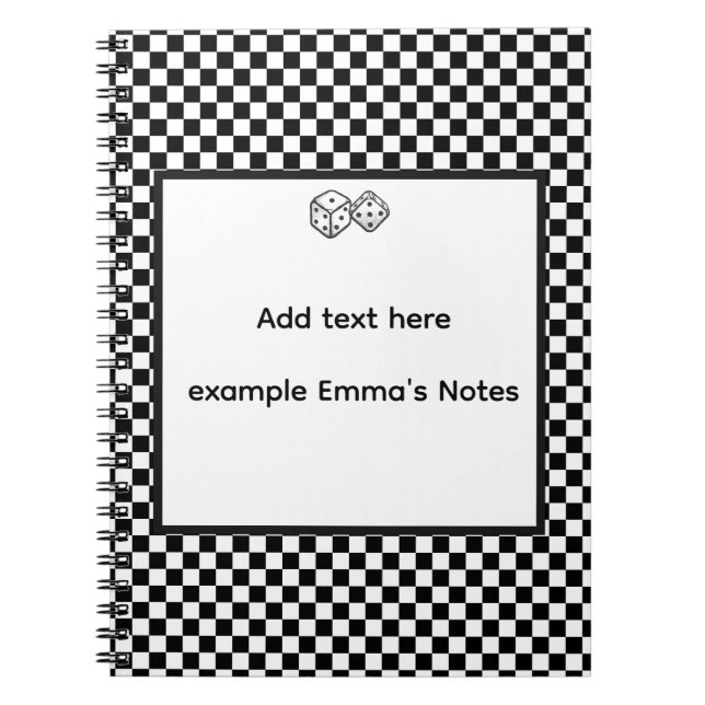 Cuaderno Black & White Checkerboard Notepad | Editable Pers (Frente)