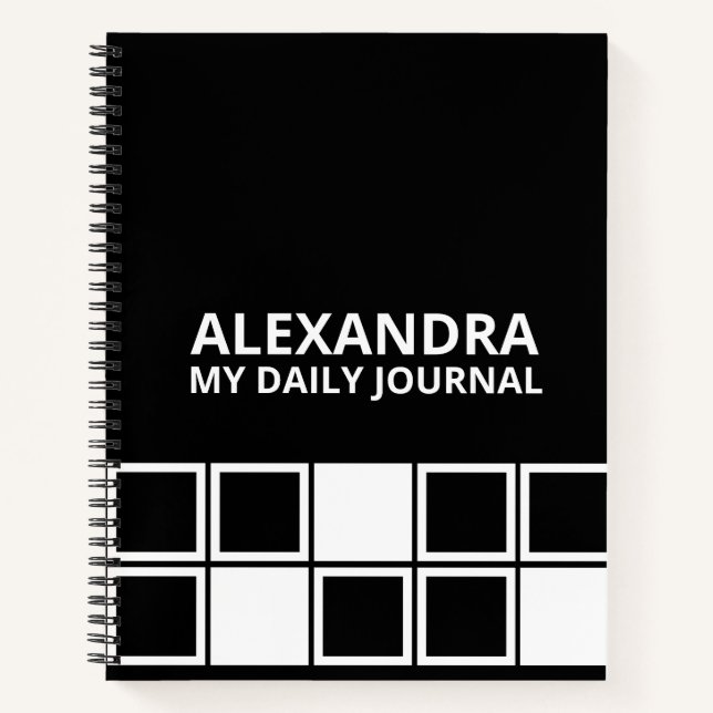 Cuaderno Black White Minimal Modern Squared Daily  (Anverso)