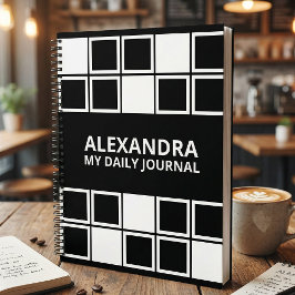 Cuaderno Black White Minimal Modern Squared Daily