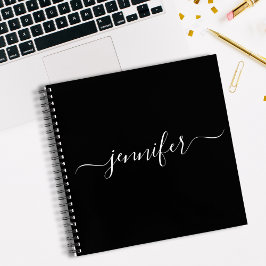 Cuaderno Black White Monogram Script Name Sketchbook