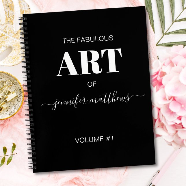 Cuaderno Black White Personalized Script Name Sketchbook (Subido por el creador)