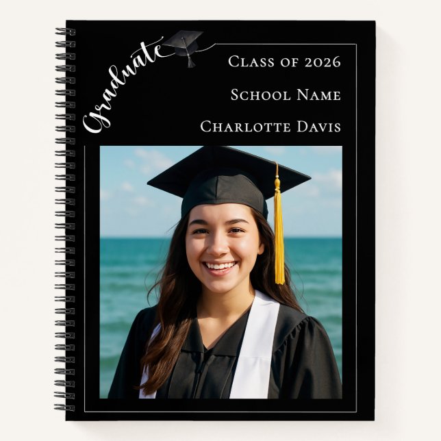 Cuaderno Black white photo senior school Graduation (Anverso)
