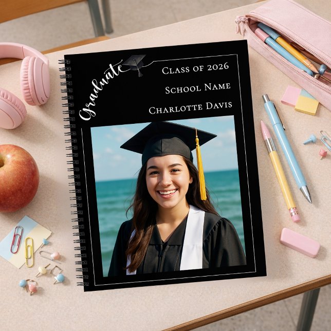 Cuaderno Black white photo senior school Graduation (Subido por el creador)