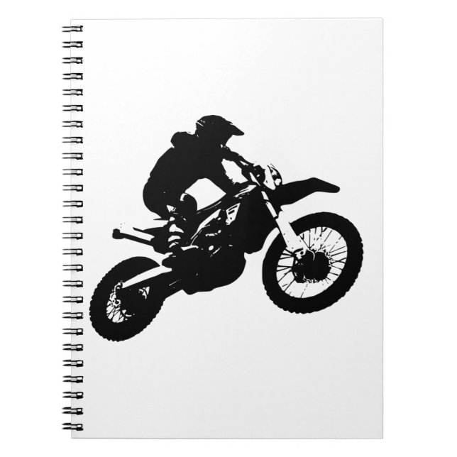 Cuaderno Black White Pop Art Motocross Motoryle Sport (Frente)