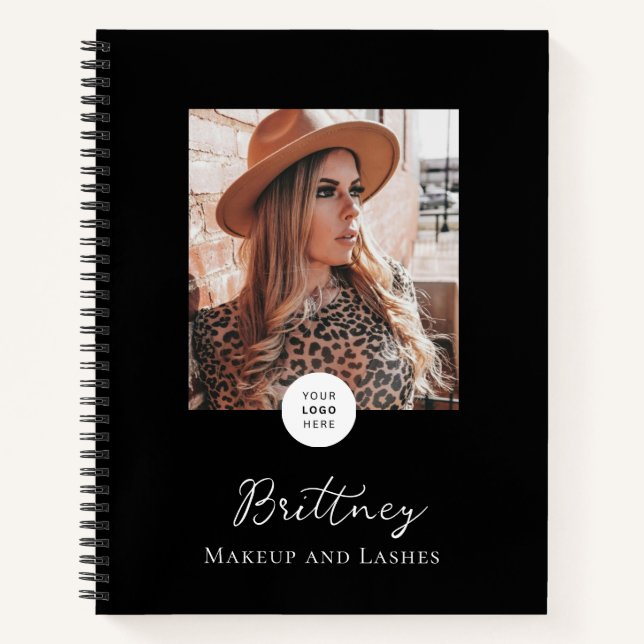 Cuaderno Black White Script Logo Photo Makeup Customizable  (Anverso)