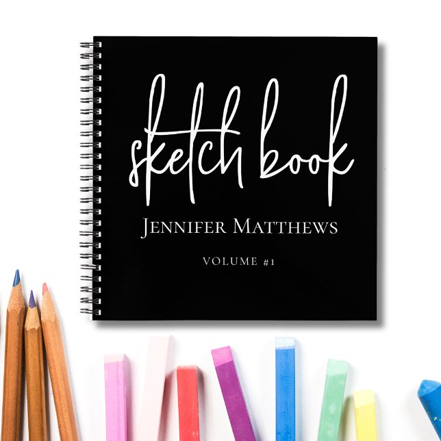 Cuaderno Black White Script Name Personalized Sketchbook (Subido por el creador)