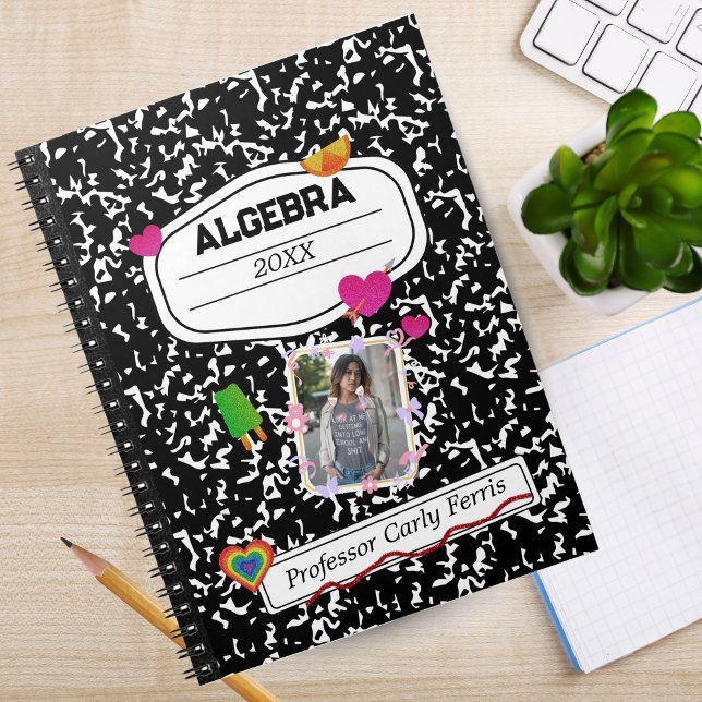 Cuaderno Black White Teen Collage Custom Photo Notebook (Black White Teen Collage Custom Photo Notebook)