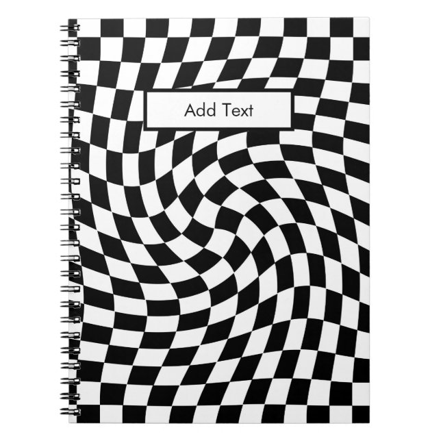 Cuaderno Black & White Warped Checkered Pattern Custom (Frente)