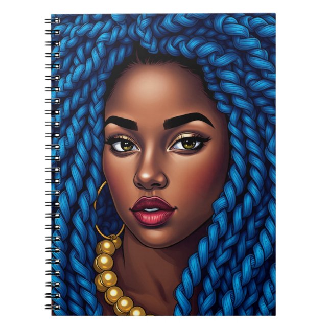 Cuaderno Black woman blue natural braids dreads sista (Frente)