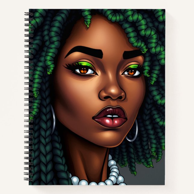 Cuaderno black woman melanin sista green money envy queen (Anverso)