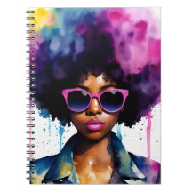 Black Woman Rainbow Afro Hair y Sungafas Art