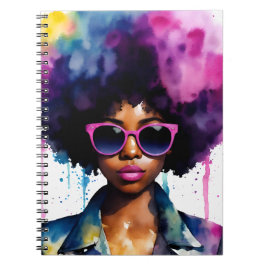 Cuaderno Black Woman Rainbow Afro Hair y Sungafas Art