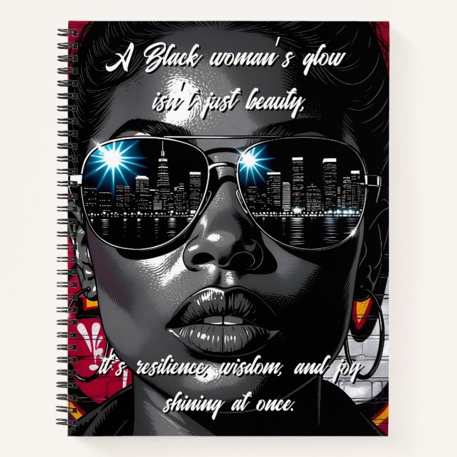 Cuaderno Black Women's Quote | City Skyline in Sunglasses (Anverso)