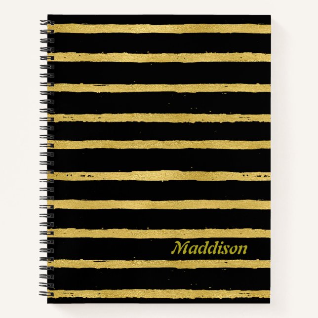 Cuaderno Black y Gold Striped modernos (Anverso)