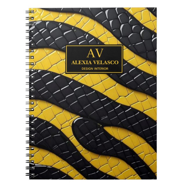 Cuaderno Black & Yellow Luxury Modern Animal skin (Frente)