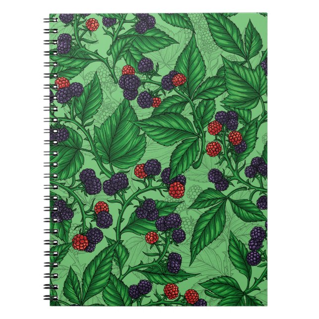 Cuaderno Blackberries sobre verde (Frente)