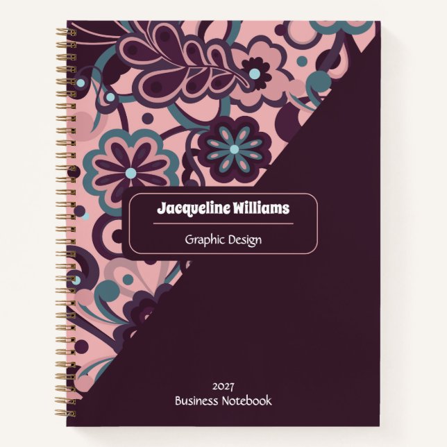 Cuaderno Blackberry Groovy Psychedelic 60s 70s Floral  (Anverso)