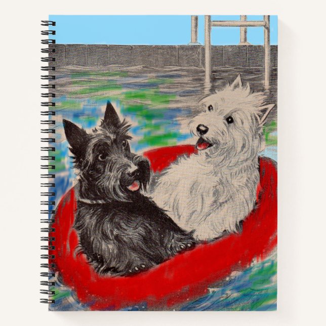 Cuaderno Blackie y Whitie en una balsa (Anverso)