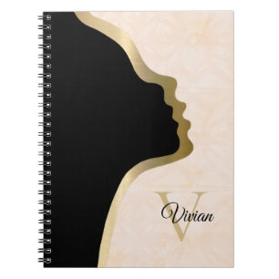 Cuaderno Blanc Cream Batik Black And Gold Face Name