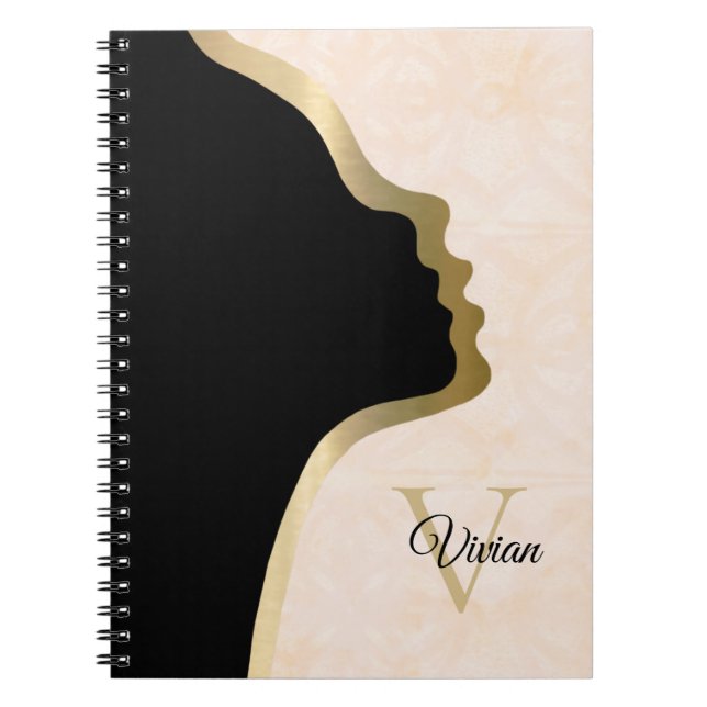 Cuaderno Blanc Cream Batik Black And Gold Face Name (Frente)