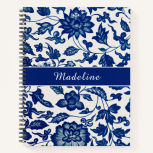 Cuaderno Blanco Azul Flor Silvestre Francés Campestre Perso