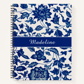 Cuaderno Blanco Azul Flor Silvestre Francés Campestre Perso